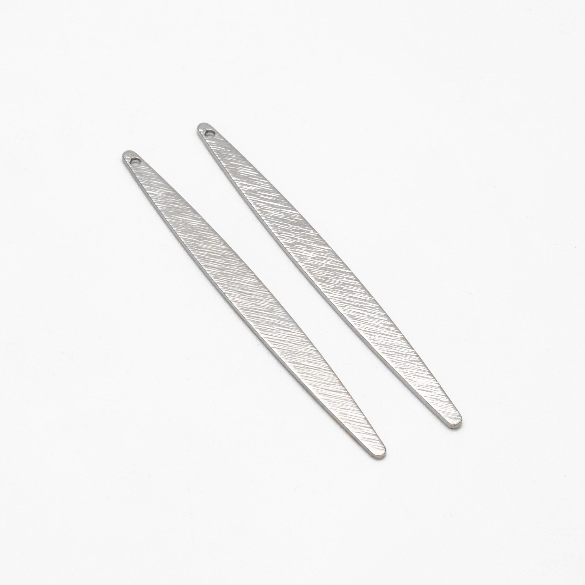 10pcs Gold/ Silver Brushed Long Oval Charms 62x5.5mm, 18K Gold/ Rhodium Plated Brass Earring Supply (GB-3817-I)
